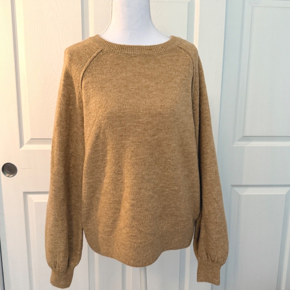 Vince Camuto Crewneck Sweater Womens XS Camel Tan Raglan Long Sleeve‎ Pullover